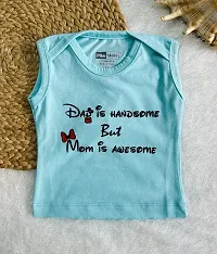 Piku Store Sleeveless Hosiery t-Shirts for Baby Boy & Baby Girl (6-12 Months, AquaBlue-LightGrey-Peach)-thumb1