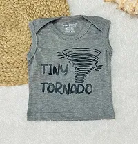 Piku Store Sleeveless Hosiery t-Shirts for Baby Boy & Baby Girl (18-24 Months, Rosered-LightGrey-Limegreen)-thumb2