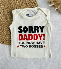 Piku Store Sleeveless Hosiery t-Shirts for Baby Boy & Baby Girl (0-3 Months, LightGrey-Peach-OffWhite)-thumb3