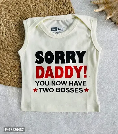 Piku Store Sleeveless Hosiery t-Shirts for Baby Boy & Baby Girl (0-3 Months, LightGrey-Peach-OffWhite)-thumb4