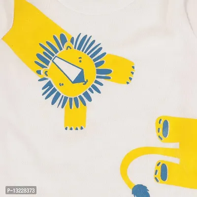 Piku Store Baby Boy's & Baby Girl's T-Shirt (MonkeyLion_Yellow & White_12-18 Months)-thumb5