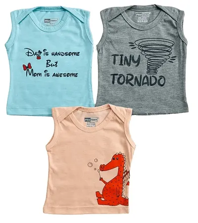 Piku Store Sleeveless Hosiery t-Shirts for Baby Boy & Baby Girl