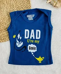 Piku Store Sleeveless Hosiery t-Shirts for Baby Boy & Baby Girl (0-3 Months, Rosered-LightGrey-RoyalBlue)-thumb3