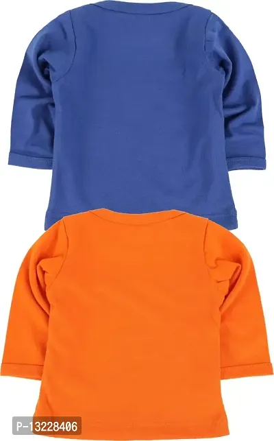 Piku Store Full Sleeves Royal Blue & Orange T-Shirt for Kids- Pack of 2 (2-3 Years)-thumb4