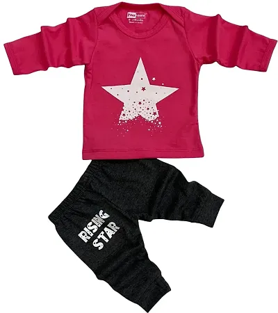 Piku Store Baby Full Sleeves Cartoon Print T-shirt and Lower/Track pant (2-3 years, & Dark grey)