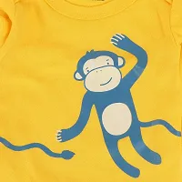 Piku Store Baby Boy's & Baby Girl's T-Shirt (MonkeyLion_Yellow & White_12-18 Months)-thumb3