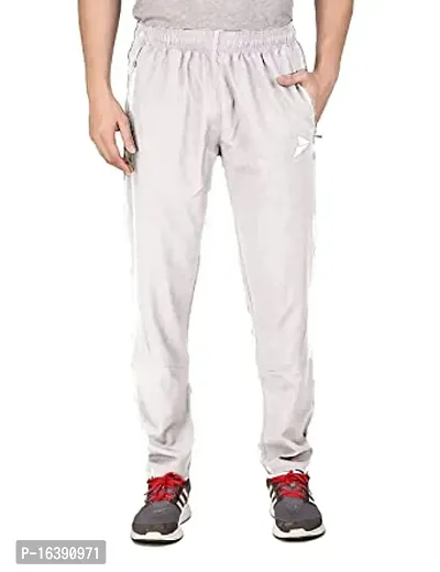 Stylish White Cotton Blend Solid Regular Track Pants For Men