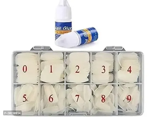 Artificial False White Nails With Glue Tube 100 Pcs