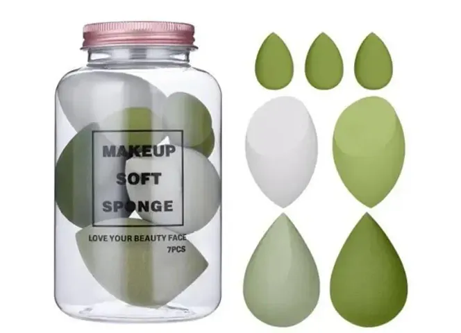 Beauty Blender Jar With Mini Puffs And Sponges