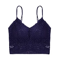 Cresale? Women's/Girl's Lightly Padded Spaghetti Strap Floral Lace V-Neck, Removable Pads-thumb2
