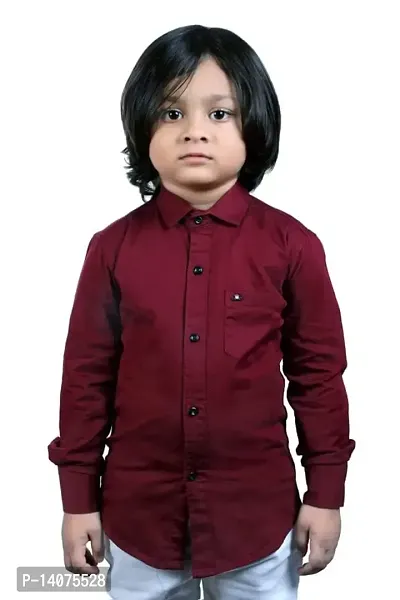 Cresale Cotton Fullsleeve Casual Shirt Plain Shirt for Kid's Boy's Kids Shirt for All Ocation Regular Fit