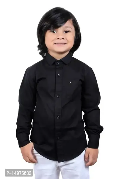 Cresale Cotton Fullsleeve Casual Shirt Plain Shirt for Kid's Boy's Kids Shirt for All Ocation Regular Fit-thumb0