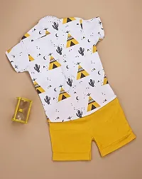 Cresale Kids Yellow color Shirt  Shorts for Baby Boy and Baby Girl set of 1-thumb1