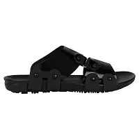 Black Synthetic Patent Sandals For Men-thumb1