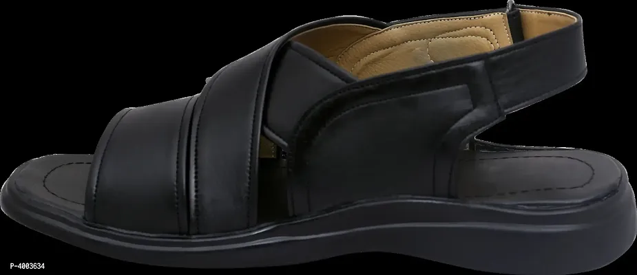 Men Black Solid PU Casual Trendy Sandals-thumb3