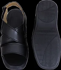 Men Black Solid PU Casual Trendy Sandals-thumb4