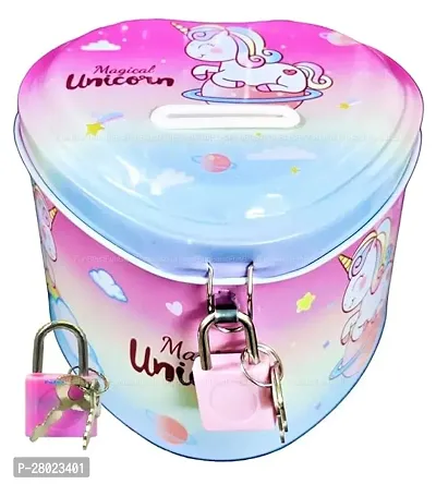 Unicorn Printed Metal Coin Bank Piggy Bank for Kids-thumb0