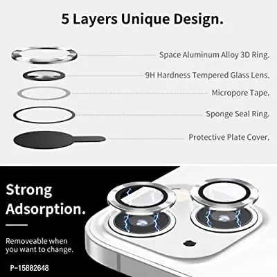 UNIKWORLD Camera Lens Protector for iPhone 13 /iPhone 13 Mini High Clarity, Scratch Proof,9H Protection Camera Aluminum Alloy Rings For iPhone 13 /iPhone 13 Mini (Sliver)-thumb2