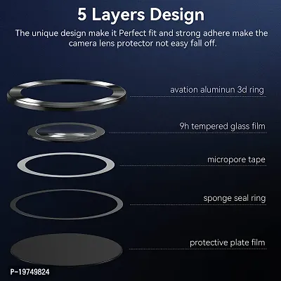 UNIKWORLD Camera Lens Protector for VIVO V27, Vivo V27 Pro 5G Camera Lens Protector Tempered Glass Alloy Metal Individual Ring - Black (Pack of 3)-thumb5