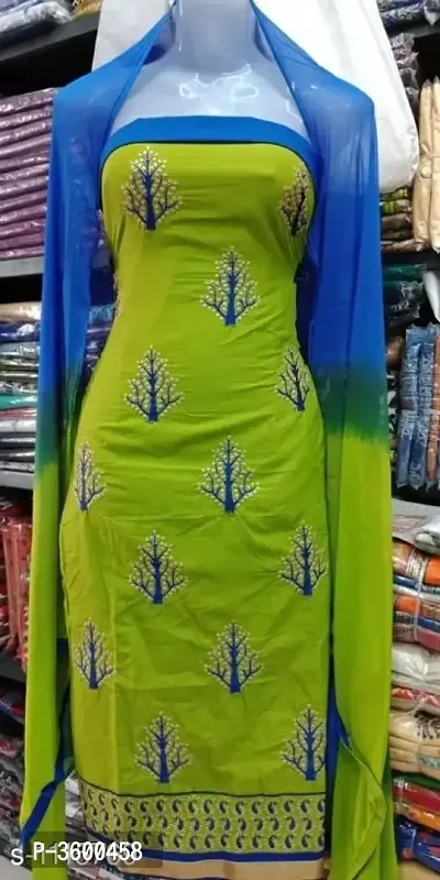 Women's Cotton Dress Material With Dupatta-thumb0