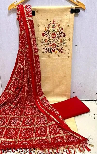Fancy Cotton Unstitched Dress Material with Dupatta Sets