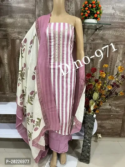 Fancy Cambric Cotton Unstitched Dress Material for Women