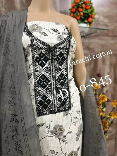 Stylish Cotton Printed Unstitched Suit