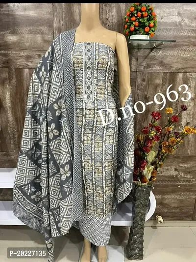 Fancy Cambric Cotton Unstitched Dress Material for Women