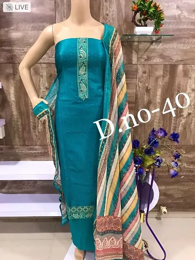 Trendy Cotton Sequined Dress Material with Dupatta