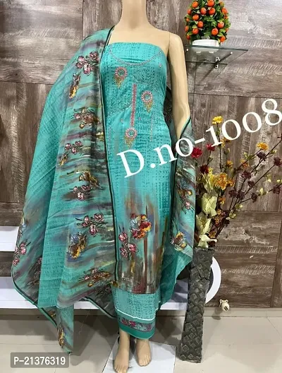 Fancy Cambric Cotton Unstitched Dress Material for Women