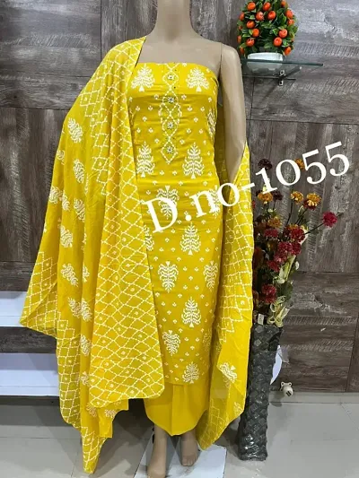 Stylish Cambric Cotton Printed Unstitched Suit