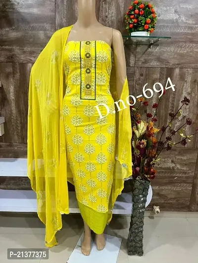 Fancy Cambric Cotton Unstitched Dress Material for Women