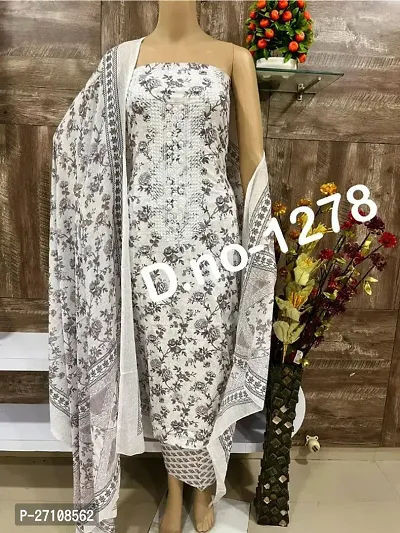 Fancy Cotton Printed Unstitched Dress Material For Women-thumb0
