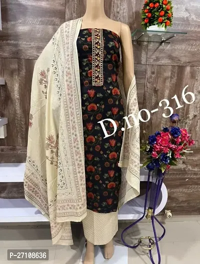 Fancy Cotton Printed Unstitched Dress Material For Women-thumb0