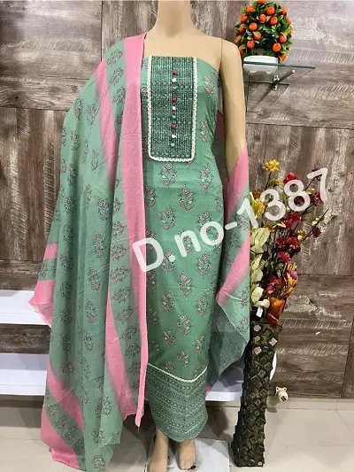 Stylish Cotton Printed Unstitched Suit