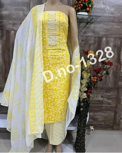 Stylish Cotton Printed Unstitched Suit