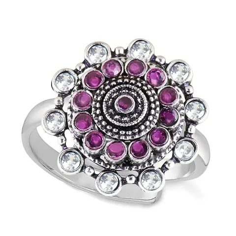 Vighnraj Jewels Plated Oxidised Handcrafted Enamel Ring Alloy.