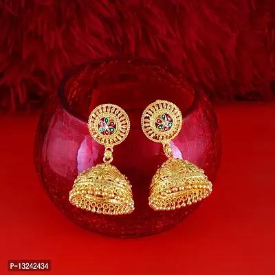 Vighnraj Jewels Traditional Errings Screw Back Earring 1 Gram Gold Fancy Stylish Jhumki-thumb4