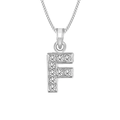 Vighnraj Jewels Diamond Studded Flawless ''F""Alphabet Pendant For Girls And Women.