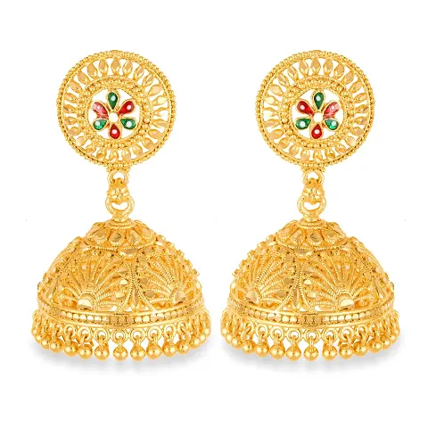 Trendy Glittering GoldPlated Screw back alloy Jhumki Earring for Women and Girls