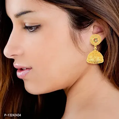 Vighnraj Jewels Traditional Errings Screw Back Earring 1 Gram Gold Fancy Stylish Jhumki-thumb3