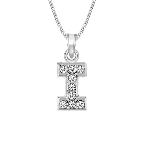 Vighnraj Jewels Diamond Studded Iconic""I"" Alphabet Pendant For Girls And Women.