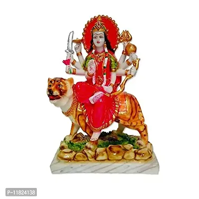 Sherawali MATA Idol on Lion Color Metal Statue for Car Dashboard | Mandir Murti | Temple Puja | Home Decor | Office Table Showpiece