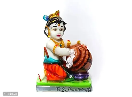 Lord Krishna Makhan Chor Idol Sculpture Decorative Statue Figurine Showpiece for Pooja Room Temple Shelf Showcase Table Home