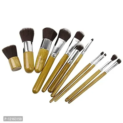 Generic 11 Pcs Portable Makeup Powder Brushes Set Blush Cosmetic Bamboo Bag-thumb0