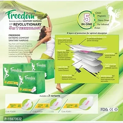 Freedom Sanitary Extreme Comfort Napkin - 15 Pads (Large,290mm)-thumb3