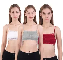 Stylish Multicoloured Net Solid Bras For Women Pack Of 3-thumb1