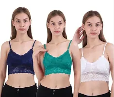 Stylish Multicoloured Net Solid Bras For Women Pack Of 3-thumb1