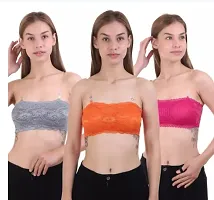 Stylish Multicoloured Net Solid Bras For Women Pack Of 3-thumb1