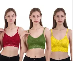 Stylish Multicoloured Net Solid Bras For Women Pack Of 3-thumb1